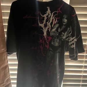 Black Graphic T-Shirt with Tattooed Woman Design